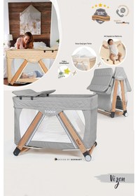 Resim Kiwi Toody Park Beşik All In One Katlanır Tekerlekli Sallanır Sabitlenir Anne Yanı Oyun Parkı Beşik-vizon 