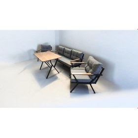 Resim Pi Locca Bahçe Balkon Mobilyası Gri 3+1+1 Ve Perla Çam Masa Gri 