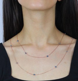 Resim Sümer Telkari Nazar Boncuklu 113 Cm Rose Gümüş Kolye 7255 