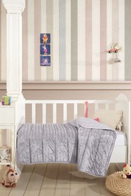 Resim Elart Velvet Bebek Yorgan (150x100 cm) Gri - Gri 
