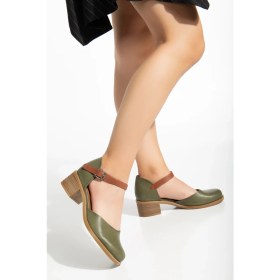 Resim Analin Shoes Kadın Deri Bilekten Bağlı Sandalet 2888 Sandalet Dark Olıve 40 