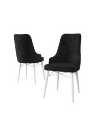 Resim Canisa Neta Serisi, 1.sınıf Babyface Kumaş Siyah Sandalye, Beyaz Gürgen Ayak Sandalye Siyah Ayaklar Beyaz 