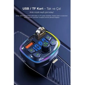 Resim Kensa Bluetooth Araç Çakmaklık FM Transmitter | 48W PD Hızlı Şarj | Çift Mikrofon | Araç Şarj Cihazı 