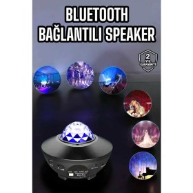Resim Bayilik Xml Çocuklara Özel Şarjlı Bluetooth Hoparlör Parti Led Lambası Yıldızlı Projeksiyon 