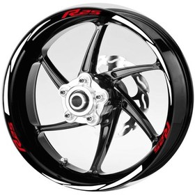 Resim Kırmızı-R25-Yazılı-3-Parçalı-Reflektif -Beyaz-Jant-Şeridi 