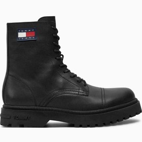 Resim Tommy Jeans Lace Up Mid Smooth Boots Black 