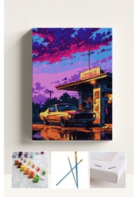 Resim Sayılarla Boyama Seti Numaralı Tuval Fırça Boya Araba 40x50 Cm 