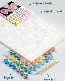 Resim Tabdiko Sayılarla Boyama Seti 40 x 50 cm Tuval Şasesine Gerili Beyaz Güller 