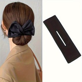 Resim Bohemian Fiyonk Tasarımı Topuz Yapıcı Bandana - Güvenli Tutuş ve Şık Tokalar için Siyah Polyester Lif Saç Aksesuarı, Düğünler, Partiler, Günlük Saç Modelleri, Parti Saç Geliştirici, Zarif Yapım 