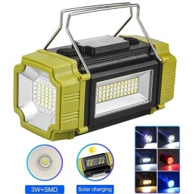 Resim Lumed Güneş Panelli Kamp Feneri, Şarj Cihazı Ve Dört Renkli Işık Sarı 