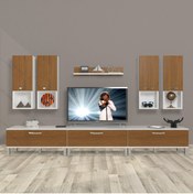 Resim Decoraktiv Eko 8da Mdf Krom Ayaklı Tv Ünitesi Tv Sehpası - Beyaz - Ceviz 