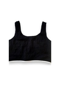 Resim Kız Çocuk Keten Atlet Crop Bluz-13906-siyah Siyah 