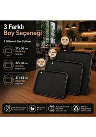 Resim 12 Adet Abs Servis Tepsisi Kaymaz Yüzeyli 32x44 Cm Siyah Renk Endüstriyel Kullanıma Uygun, Kırılmaz, Bpa Free 7 Renk Seçenekli 