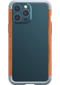 Resim Iphone Uyumlu 13 Pro R-just Darbeye Dayanıklı Demir + Ahşap Tampon Koruyucu Kılıf 