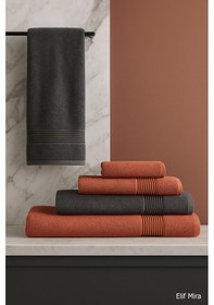 Resim 6 Parça Banyo Havlusu Seti %100 Pamuklu 70x140 Cm Serenio Antrasit-kiremit 
