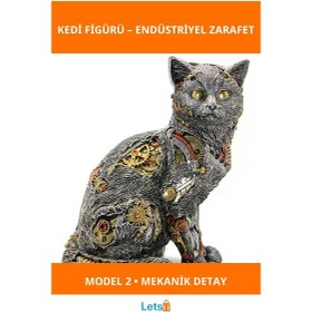Resim Steampunk Tasarımlı Polyester Kedi Figürü Model 2 1 Adet 