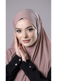 Resim Hürrem Bone Pudra Pratik Hazır Geçmeli Tesettür Eşarp Sandy Kumaş Düz Hijab 2308 06 