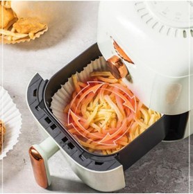 Resim Lunaev 50 Adet Air Fryer Pişirme Kağıdı Tek Kullanımlık Yağ Geçirmez Yuvarlak Tabak Model PVC 
