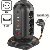 Resim HITRENDS Duvar Priz Kulesi, Uzatılabilir 1.8m Kablo, Dahili Anahtar ve Çift Telefon Tutucuları ile - Ev, Ofis veya Mutfak için İdeal, 220V-240V Avrupa Standart Fiş, USB Şarj Portu, Güç Kaynağı, 9AC, Küp Şekilli 