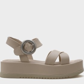 Resim Capone Outfitters Dolly Çapraz Bantlı Konfor Tokalı Dolgu Topuklu Kadın Sandalet 