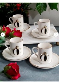 Resim Regna Home Fine Living Black-white Pumpkin 8 Parça 4 Kişilik Kahve Fincan Takımı Beyaz 