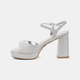 Resim Desa Kadın Gümüş Simli Platform Topuklu Abiye Ayakkabı 