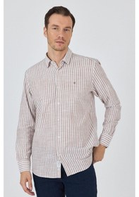 Resim Kahverengi Kısalabilir Kol Cepsiz Pamuk Casual Comfort Fit Gömlek 1004250128 Kahverengi 