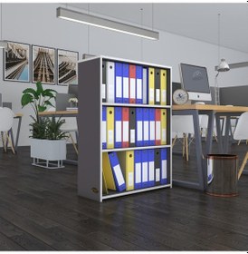 Resim Kenzlife Klasörlük Raflı Ilkutay Gri 105 80 30 Kitaplık Ofis Arkalıksız Çok Renkli 