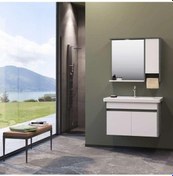 Resim Orka Aydos 65 Cm Mdf Retro Gümüş/Beyaz Banyo Dolabı Takımı Çok Renkli 