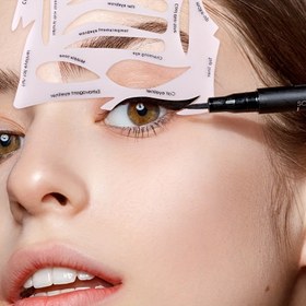Resim 1pc Çok Fonksiyonlu Göz Makyaj Şablon Seti, Eyeliner ve Kaş Şekillendirme Araçları, Tekrar Kullanılabilir Plastik Göz Farı Şablon Kit, Temizlemesi Kolay, Kokusuz, Makyaj Uygulaması İçin Güç veya Bataryaya İhtiyaç Yok 