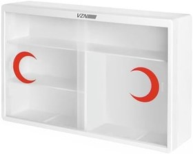 Resim VZN Ecza Dolabı | 4 Bölmeli | Kırılmaz Cam Kapaklı | Duvara Monte Edilebilir | 45x29x11 cm | İlaç ve İlk Yardım Saklama Dolabı 