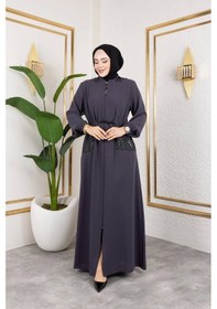 Resim Nevayla Moda Cep Detaylı Bağlamalı Ferace - Antrasit / F0138 Antrasit 