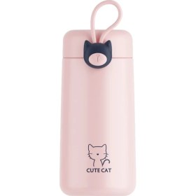Resim FastDeal Store Aikesi Aimeng 304 Paslanmaz Çelik Termos Moda Mini Küçük Sevimli Kedi Kafası Erkek ve Kız Öğrenci Cep Kupası (Yurt Dışından) 