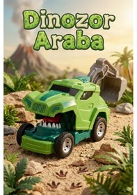 Resim Dinozor Dönüşen Araba Çarpınca Açılan Robot Kamyon Sürtmeli Oyuncak İş Makinesi Yeşil Çok Renkli 