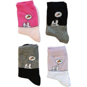Resim Butik Kız Çocuk 4 Adet Tavşan Figürlü Soket Çorap 5-6,7-8,11-12 Yaş 