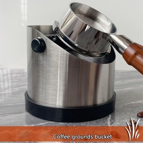 Resim 1pc Paslanmaz Çelik Kahve Öğütüğü Kovalı ile Çıkarılabilir Kulplu Espresso Makineleri için - Dayanıklı Atık Kapı Ev Kullanımı 