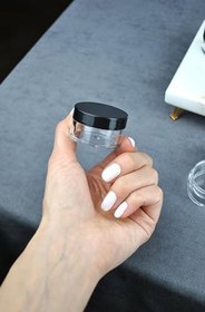 Resim 6 Adet Mika 10 ml Krem Kavanoz Küçük 4 cm Takı Siyah Kapaklı Mini Seyahat Krem Kavanozu 