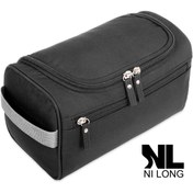 Resim Seyahat Tuvalet Çantası - Erkekler ve Kadınlar için 3 Bölme ile Hafif Kozmetik Tuvalet Çantası - İçinde Asma saç tokası ile 