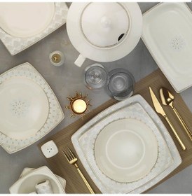 Resim Kütahya Porselen Bone Mare 62 Parça 11432 Desenli Yemek Takımı 