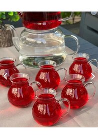 Resim 6'lı Keyfi Ala Borasilikat Cam Çay Bardağı 