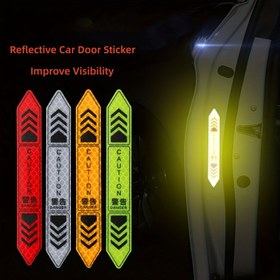 Resim 4 Adet Kapı Yansıtıcı Sticker, Araba Yansıtıcı Sticker, Görünürlüğü ve Güvenliği Artırmak İçin Güvenlik Uyarı Stickerları 