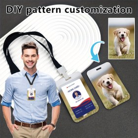 Resim Özelleştirilebilir DIY Fotoğraf Kimlik Kartı Tutucu - Ofis Personeli, Hemşireler, Öğretmenler, Öğrenciler için İdeal, Boyun Askılı Kişiselleştirilmiş Plastik Koruyucu Kılıf - Dayanıklı, Şık İşyeri Aksesuarı, Kimlik Kartı Tutucu 