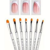 Resim 7 Parça Premium Tırnak Sanatı Fırçası Seti - Şeffaf Saplı Akrilik Tırnak Boyama Kalemi Kiti, Yuvarlak Uçlu Manikür Detaylandırma Araçları 