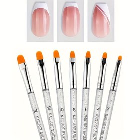 Resim 7 Parça Premium Tırnak Sanatı Fırçası Seti - Şeffaf Saplı Akrilik Tırnak Boyama Kalemi Kiti, Yuvarlak Uçlu Manikür Detaylandırma Araçları 
