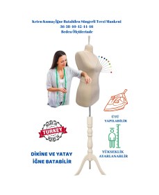 Resim Keten Kumaş Süngerli Iğne Batabilen Prova Mankeni Terzi Mankeni Ket-01 0008 