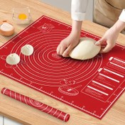 Resim Pizza & Kekler için Yapışmaz Pişirme Matı - Kaymaz, Kolay Temizlenebilir Mutfak Aracı, Evde Pişirme Tutkunları ve Aşçılar İçin, Kırmızı, Büyük (59.99x46.48cm) ve Küçük (39.98x29.49cm) Boyutlarda Mevcut 