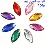 Resim 100 Adet Çeşitli Renklerde Akrilik Yapay Elmaslar, 1.0*2.0cm/0.39*0.78in, Düz Tabanlı At Gözü Kaplumbağa Küresel, DIY Takı Yapımı, Saç Tokaları, Düğün Elbisesi Yaka, Telefon Kılıfı Dekoru, El Sanatları ve Dikiş Aksesuarları 
