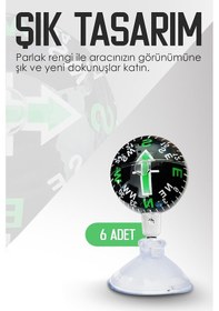Resim Şüscaroto Araç Içi Vantuzlu Pusula Orta Boy 6'Lı Ayarlı Renkli 