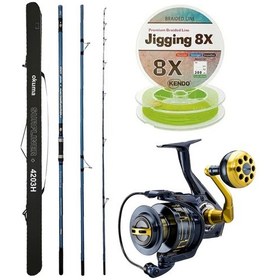 Resim Yekoutdoor Profesyonel Olta Seti Okuma Surfliner+ Surf 420cm 3 Parça Olta Kamışı&okuma Salina Sa-8000a Olta Makinesi 