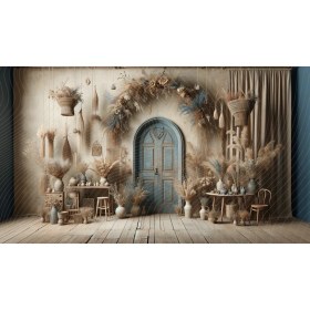 Resim Venspor Bohem Kapı Temalı Arkaplan 200X150CM Fon Duvar Örtüsü 